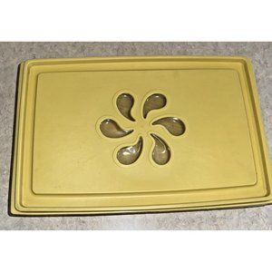 Vintage Rubbermaid Container 6 Quarts Mustard Yellow Clear Flower Design On Lid